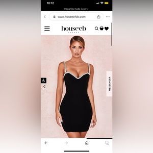 Black Crystal Trim Mini Dress - House of CB